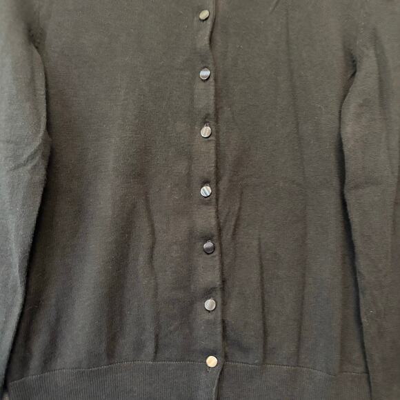 Talbots Petite Pima Cotton Cardigan Sweater Button Up Small Preppy Gothy Office - Picture 2 of 6